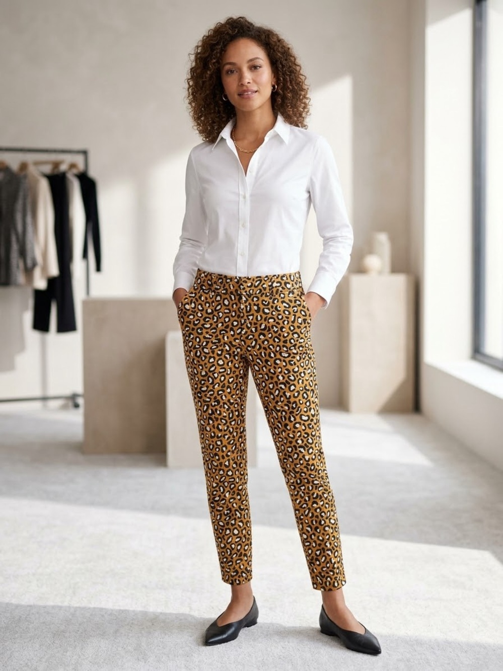 Old Navy Leopard Print Skinny Ankle Pants - Brown/Black